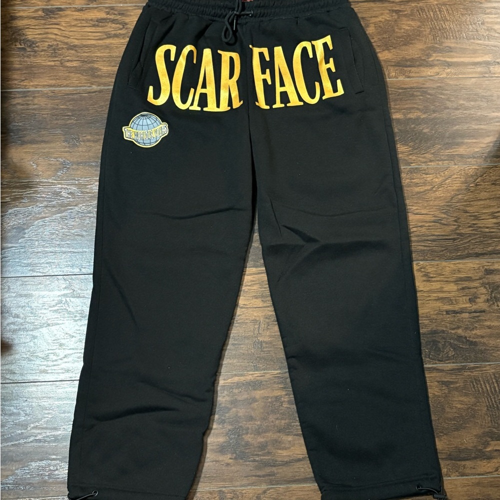Scarface Black Sweatpants with Yellow Lettering men’s Medium